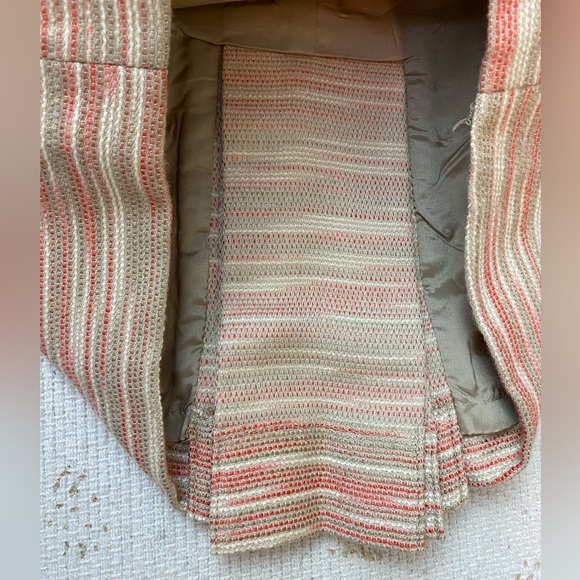 ANTONIO MELANI Beige & Coral Tweed Skirt Statement Fan Back | Size 2 - Picture 11 of 12